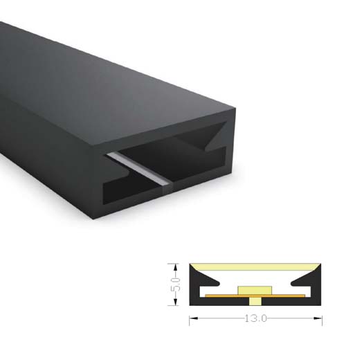Black Diffuser Flat Top Glare Free Light Flex LED Silicone Tube 120° Top Emitting 05*13mm